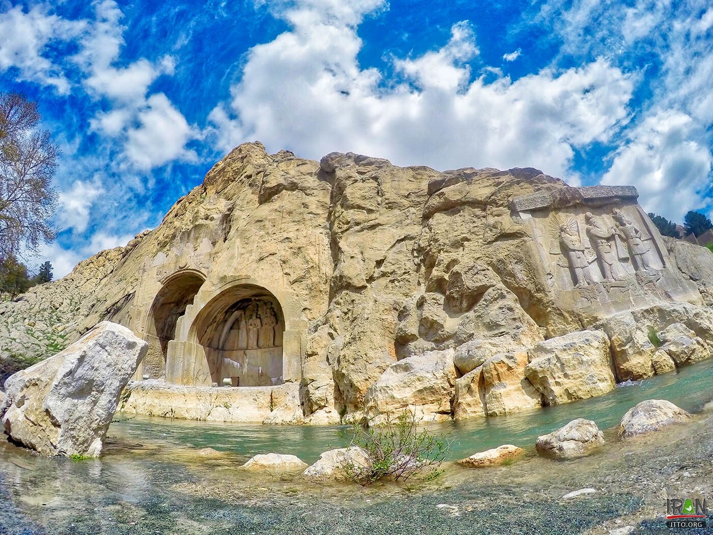 Taq-e Bostan, Tagh Bostan, Arch of the Garden, Taq-e-Bostan Engraving - Kermanshah