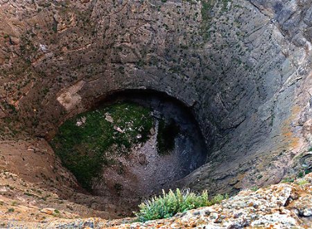 Chah Zendan Cave in Zendān-e Soleymān Mountain, Near Takab