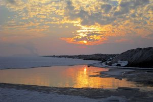 Sunset in frozen Meyghan Salt Lake - Arak (Araak)