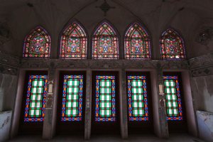 Stained glass work inside the Abbāsi House - Kashan