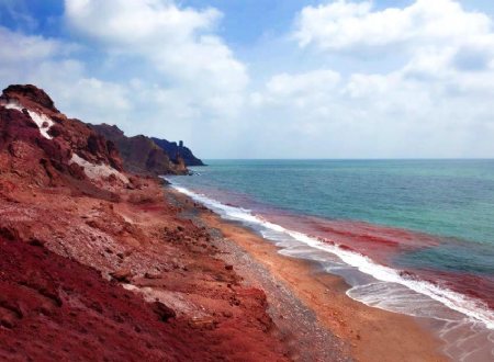 Silver and Red Beach of Hormuz